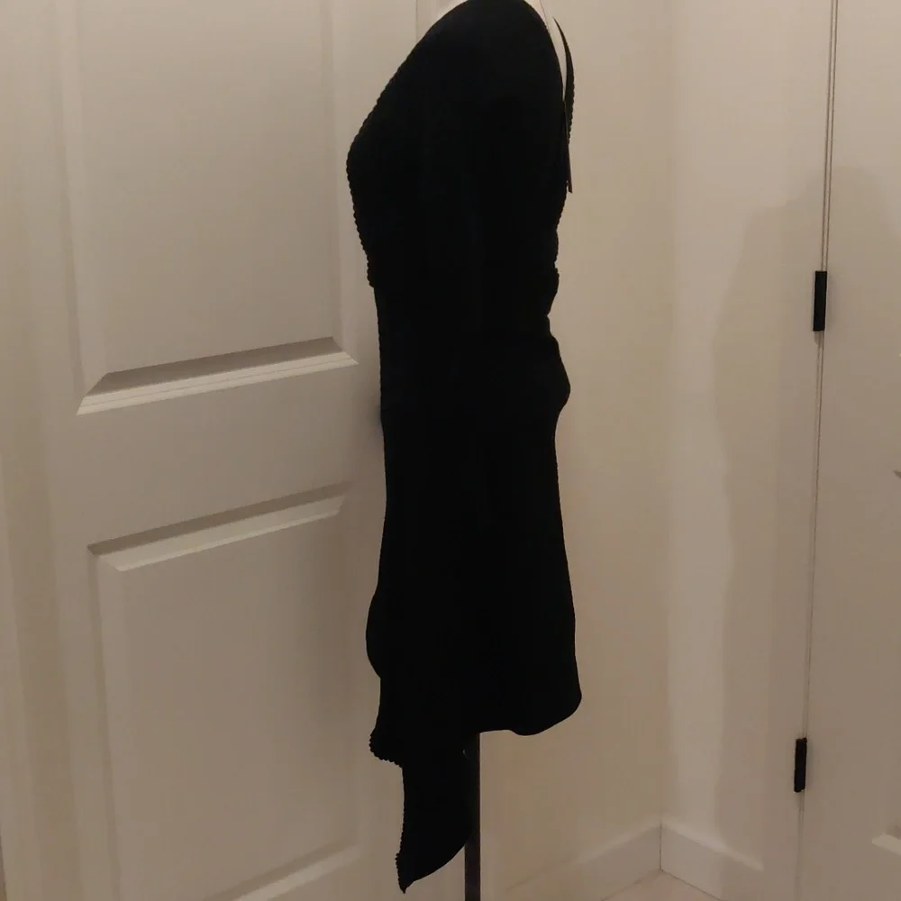 New!Love Token Black Asymmetrical Knit Sweater Dress Long Sleeves Sz Med - Picture 7 of 13